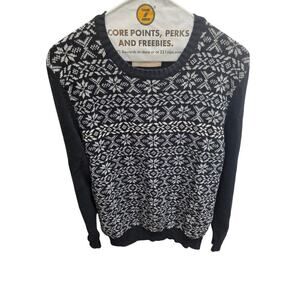Weatherproof Vintage Black & White Fair Isle Sweater – Men’s Medium
